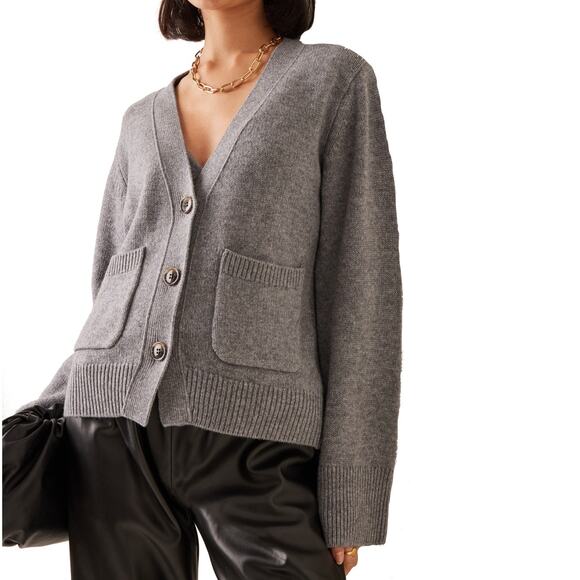 Lisa Yang Danni Cardigan Sweater 100% Cashmere Heathered Grey Size 1 Small Med - Picture 16 of 16